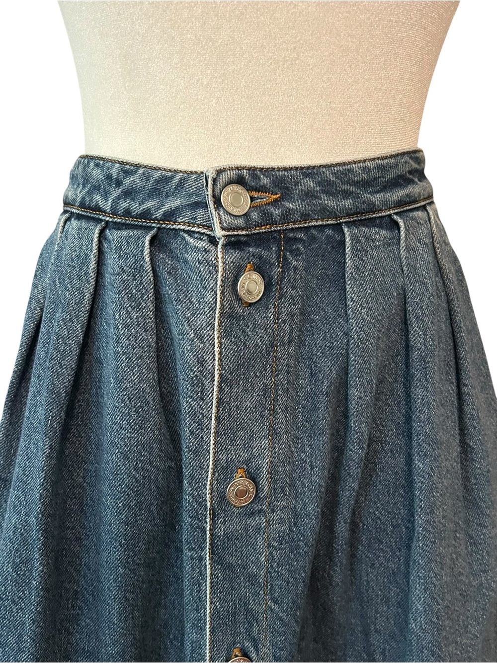 MSGM Milano Raw denim skirt with front metal button fastening SZ IT 38 US 4 - Picture 2 of 10